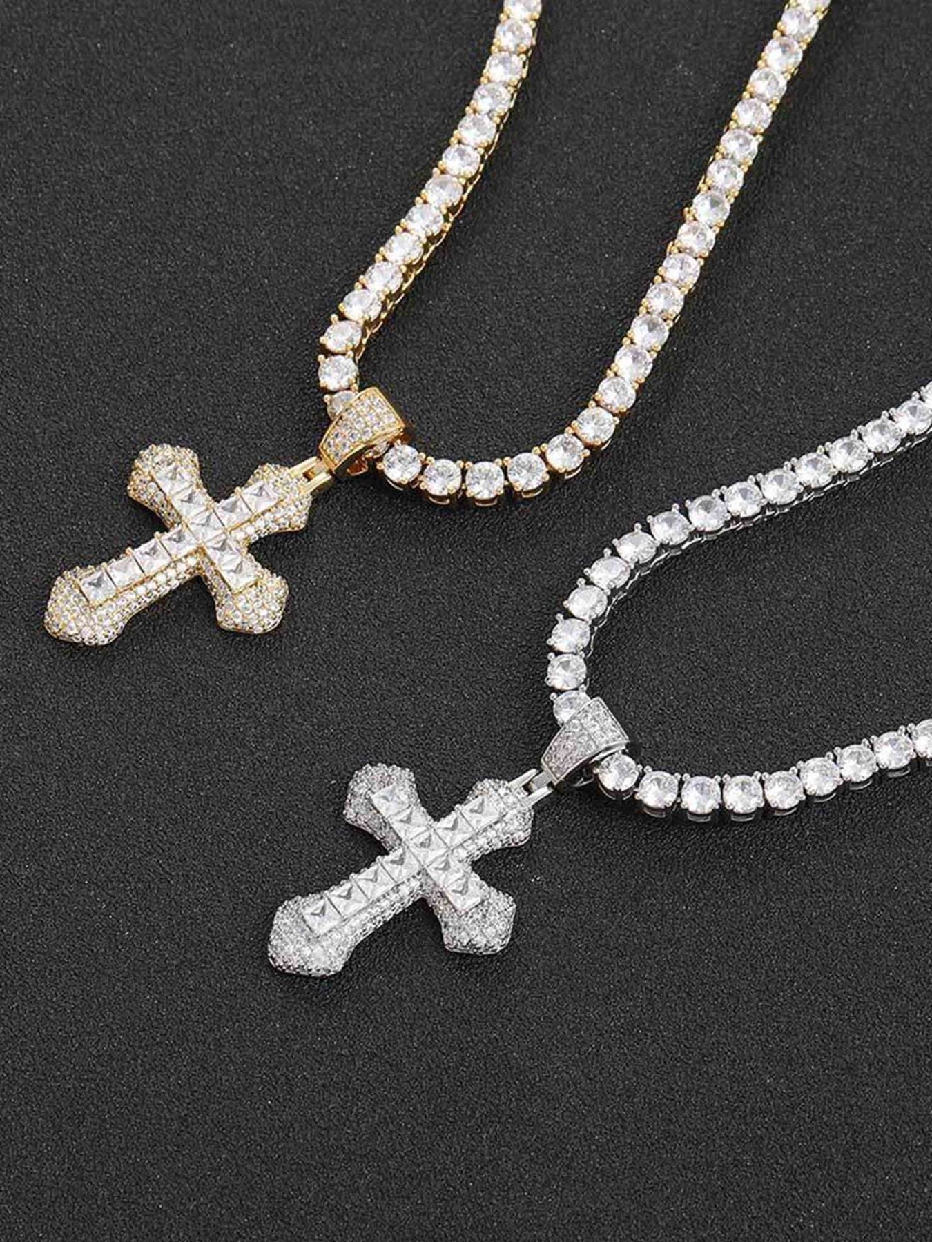 Crucifix Full Diamond Necklace - 23109