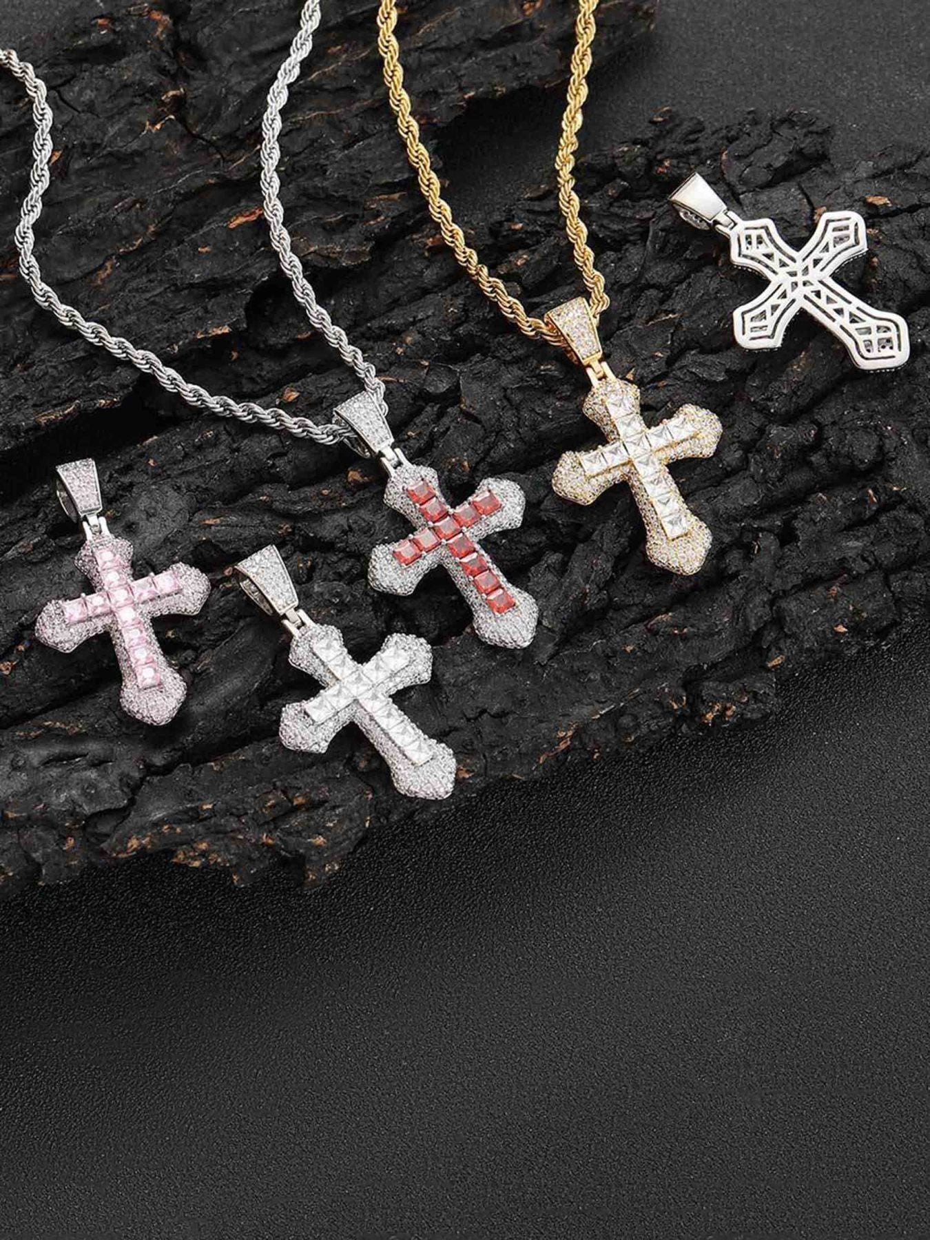 Crucifix Full Diamond Necklace - 23109