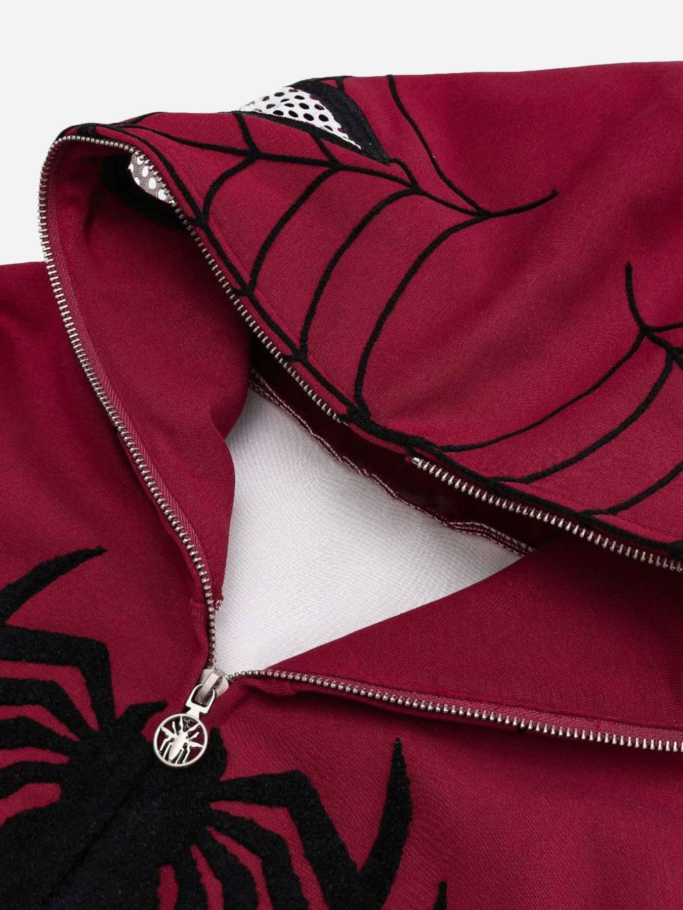 Spider Web Embroidery Eye Viewable Hoodie - 2326