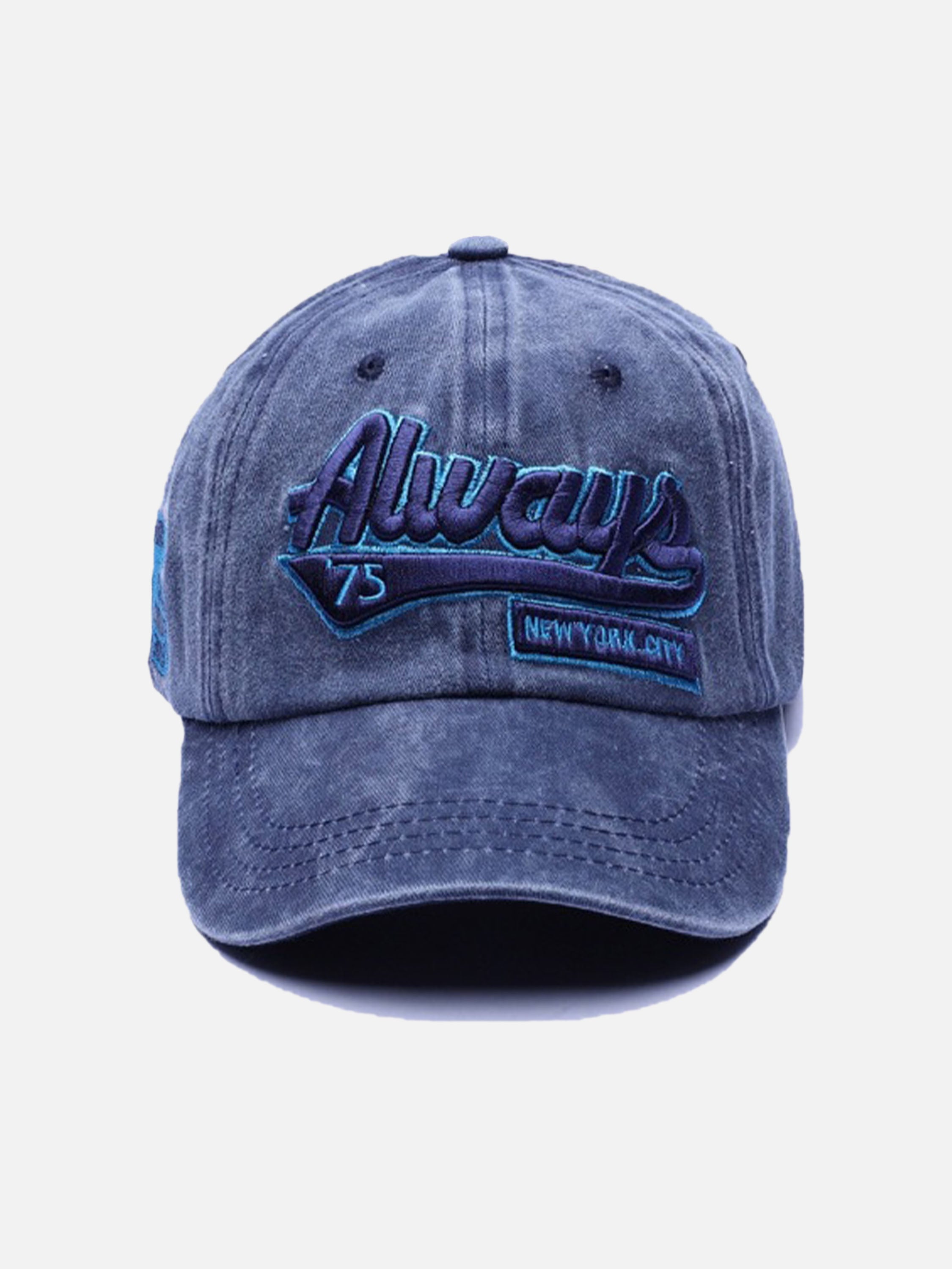 Vintage Embroidered Letter Wash Denim Baseball Cap - 2365